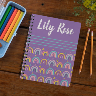 Custom Purple Rainbow Pattern Kid's Notebook