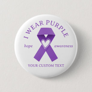 Custom Purple Ribbon Awareness 6 Cm Round Badge