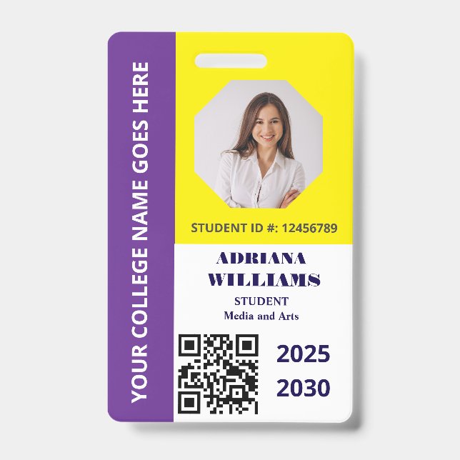 Custom Purple  School College University Student  ID Badge (Front)