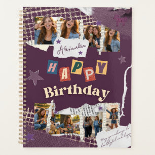 Custom Purple Scrapbook Birthday Photo Collage Planner