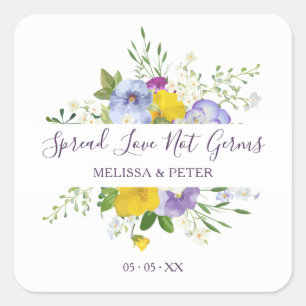 Custom Purple Shades Bouquet Wedding Square Sticker