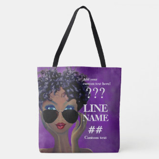 Custom Purple Sorority Black Art Tote Bag
