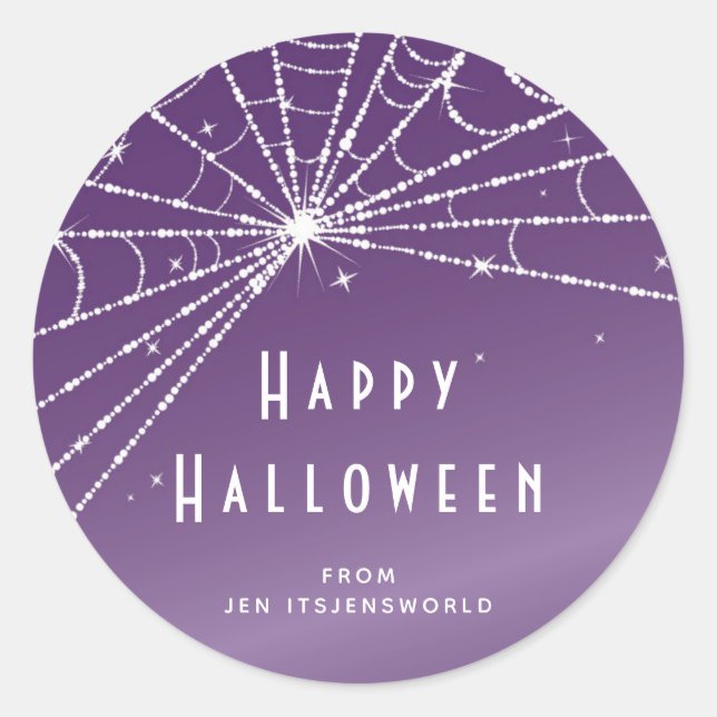 Custom Purple Spider Web Halloween Stickers (Front)