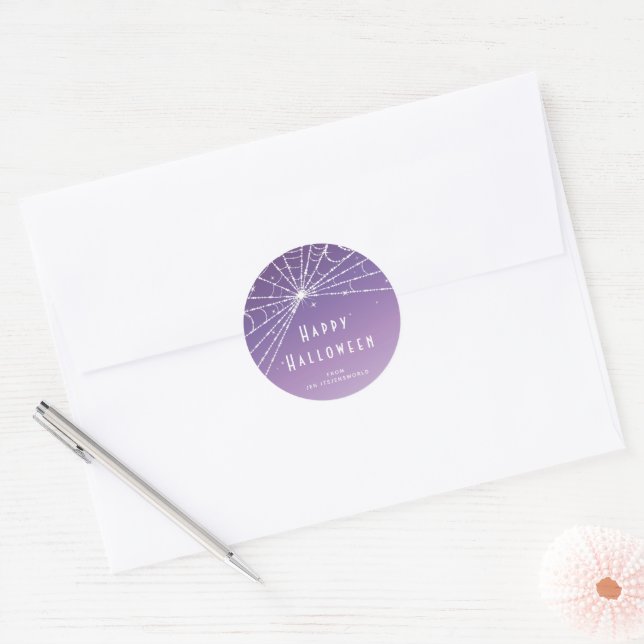 Custom Purple Spider Web Halloween Stickers (Envelope)