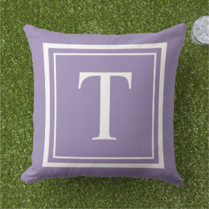 Custom Purple Square Monogram Initial Letter Cushion