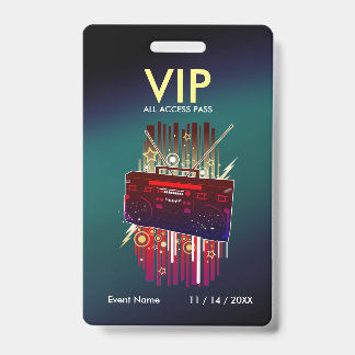 Custom Purple Teal Gradient VIP Pass For Event ID Badge