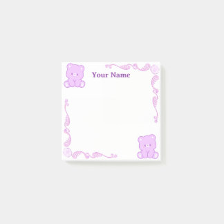 Custom Purple Teddy Bear Filigree Post-it Notes
