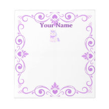 Custom Purple Unicorn Filigree Name Notepad