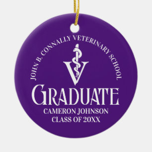 Custom Purple Veterinary School Graduate Christmas Ceramic Ornament