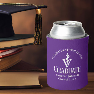Custom Purple Veterinary School Graduation Party Can Cooler