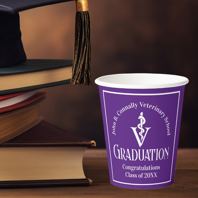 Custom Purple Veterinary School Graduation Party Paper Cups (Creator Uploaded)