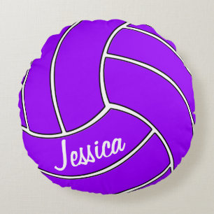 Custom Purple Volleyball Round Pillow