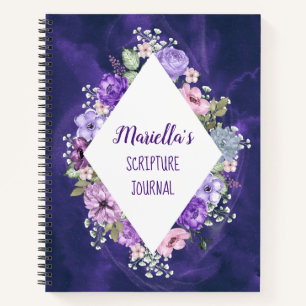 Custom Purple Watercolor Flowers Notebook