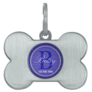 Custom Purple Weave Glitzy Monogram Pet ID Tag