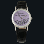 CUSTOM Purple  Whatever, I'm Always Late Anyway Watch<br><div class="desc">CUSTOM Whatever, I'm Always Late Anyway Looks like the numbers fell off the face of this watch because the wearer is always late for appointments and meetings. A funny and humourous accessory for ladies who are always on the go but can't seem to be on time and are always tardy....</div>