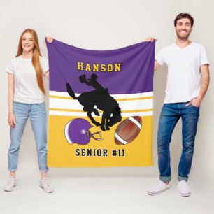 Custom 🏈 Purple, White and Gold with Logo Fleec Fleece Blanket