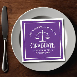 Custom Purple White Law School Graduation Party Napkin