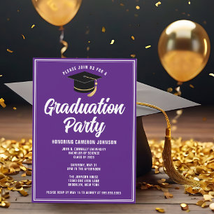 Custom Purple White Modern 2025 Graduation Party Invitation