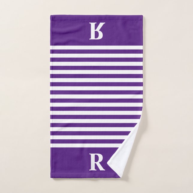 Custom Purple/White Stripes Hand Towel (Hand Towel)