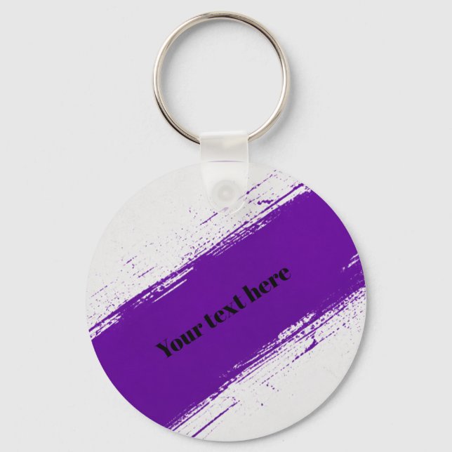 Custom Purple White Typography Design Key Ring (Front)