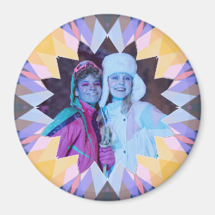 Custom Purple Yellow Christmas Star Photo Magnet