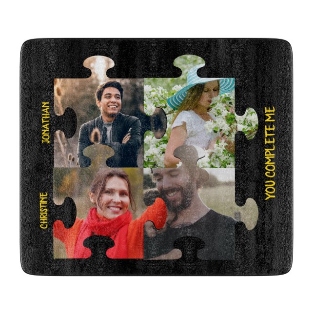 Custom puzzle piece photo You complete me couple Cutting Board (Front)