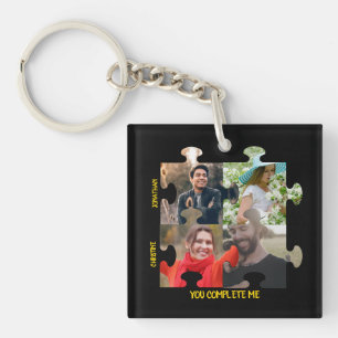 Custom puzzle piece photo You complete me couple Key Ring