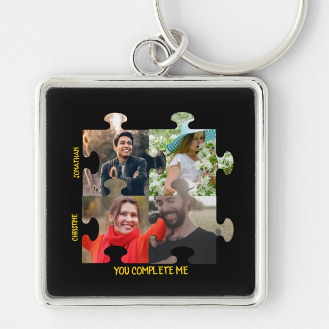 Custom puzzle piece photo You complete me couple Key Ring (Front)