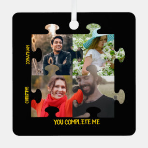 Custom puzzle piece photo You complete me couple Metal Tree Decoration