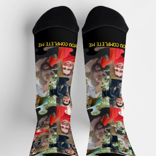 Custom puzzle piece You complete me couple photo  Socks (Top)
