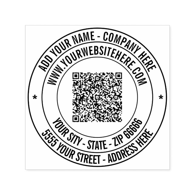 Custom QR Code Address Round Self-inking Stamp (Design)