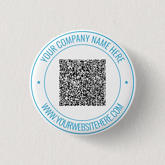 Custom QR Code and Custom Text Button Your Colours (Front)