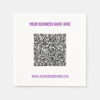 Custom QR Code and Name Website Napkins Template