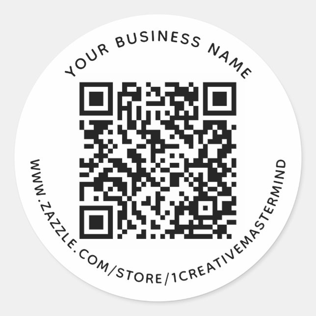 Custom QR Code and Text Business Label Sticker (Front)