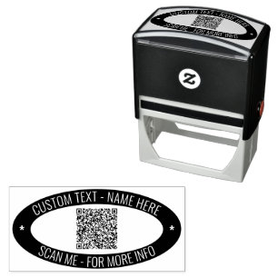 Custom QR Code and Text Colour Oval Stamp Template