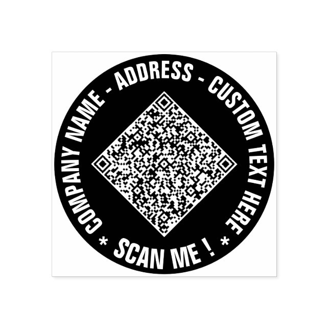 Custom QR Code and Text Colour Round Rubber Stamp (Imprint)