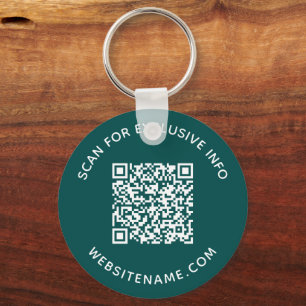 Custom QR Code and Text Corporate Swag Teal Key Ring