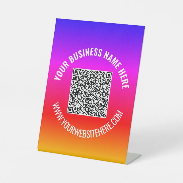 Custom QR Code and Text Info Pedestal Sign Example (Front)