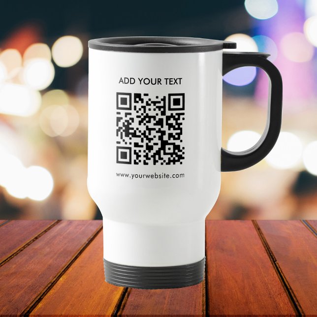 Custom QR Code And Text Modern Business Travel Mug (Creator Uploaded)