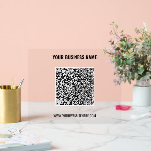 Custom QR Code and Text Name Business Acrylic Sign