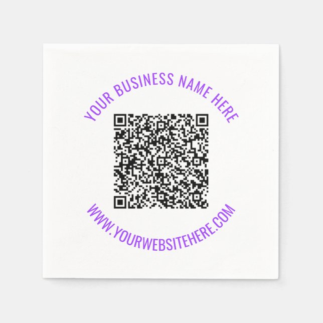 Custom QR Code and Text Napkins Personalised  (Front)