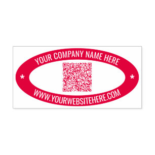 Custom QR Code and Text Oval Colour Stamp Template