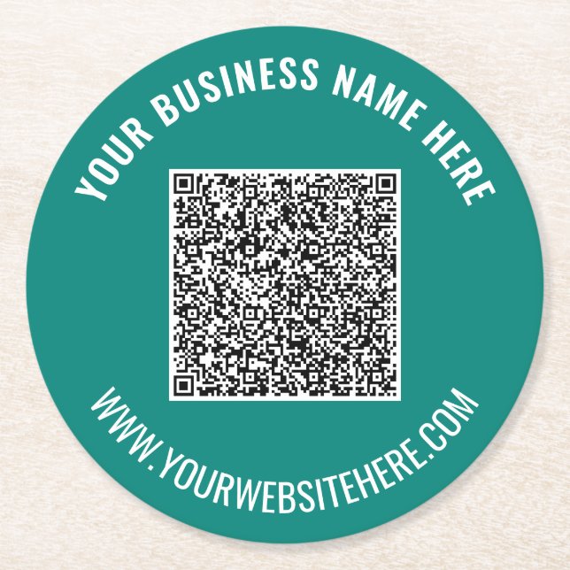 Custom QR Code and Text Paper Coasters Template (Front)