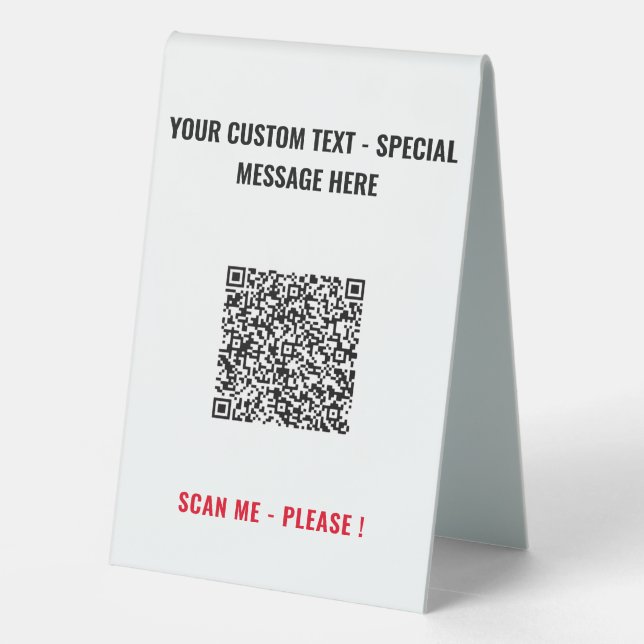 Custom QR Code and Text Personalised Table Sign (Back)