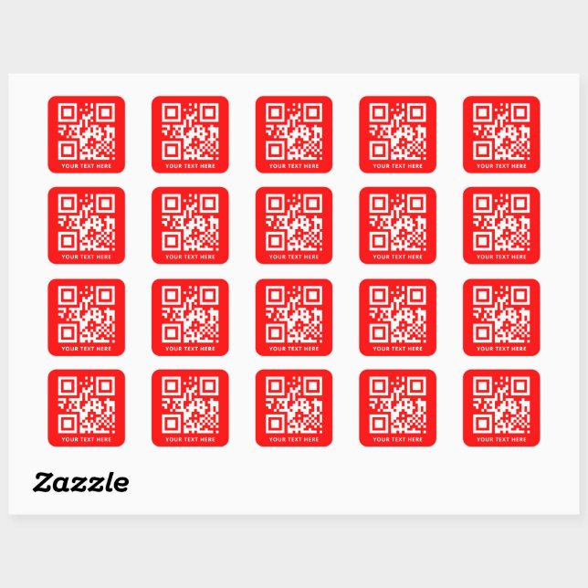 Custom QR Code and Text Promotion Red Square Sticker (Sheet)