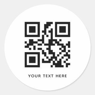 Custom QR Code and Text Promotion White Classic Round Sticker