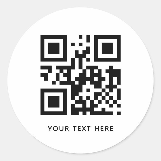 Custom QR Code and Text Promotion White Classic Round Sticker (Front)