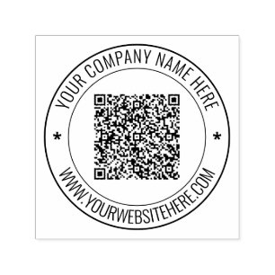 Custom QR Code and Text Round Self-inking Stamp