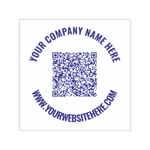 Custom QR Code and Text Round Self-inking Stamp