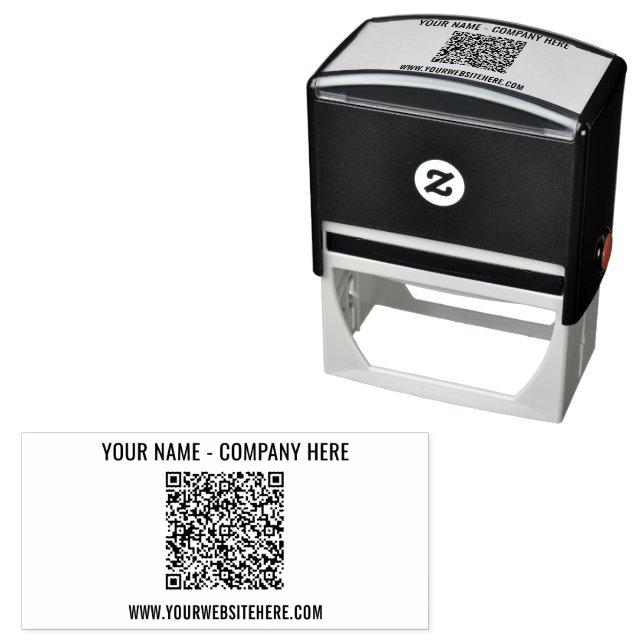 Custom QR Code and Text Self-inking Stamp Template (In Situ)